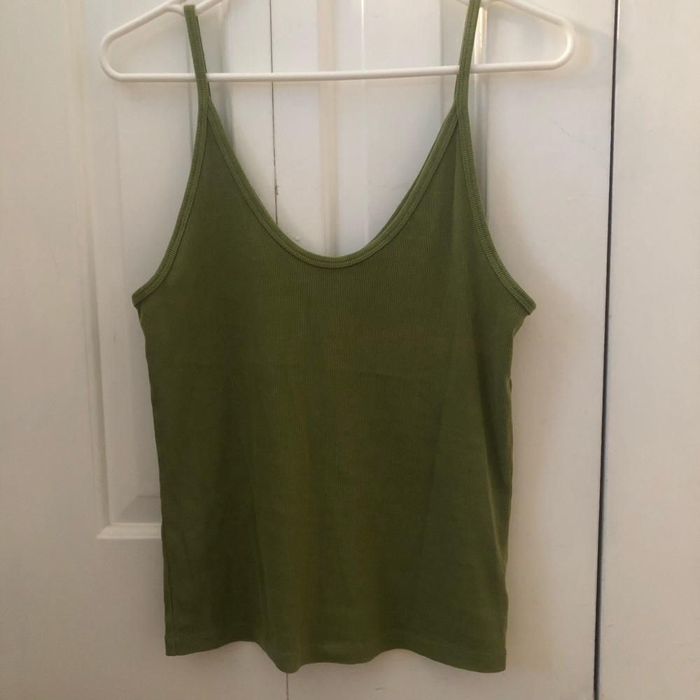 Green ribbed cami tank top